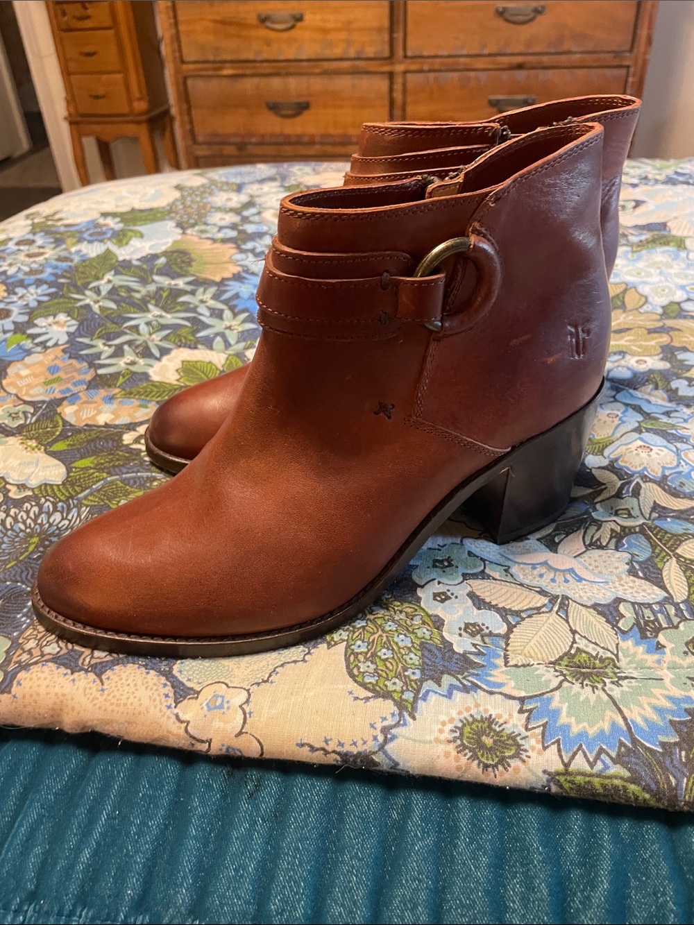 Women's Frye Ankle Boots - Brown Leather Heeled Booties